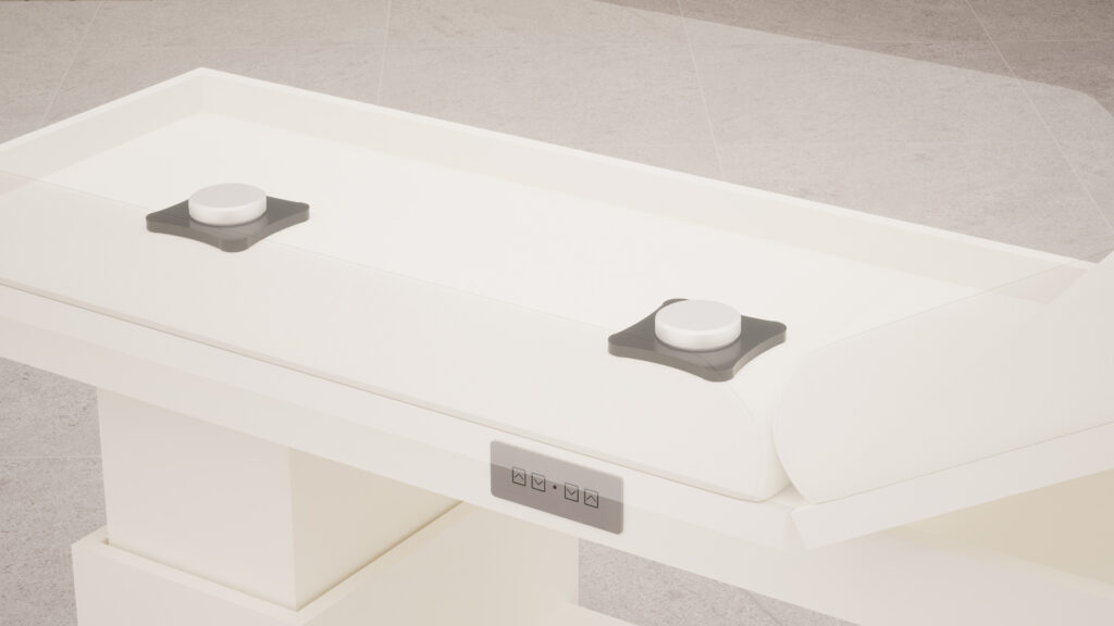 table-de-massage-tetra-genos-blanche-enceinte