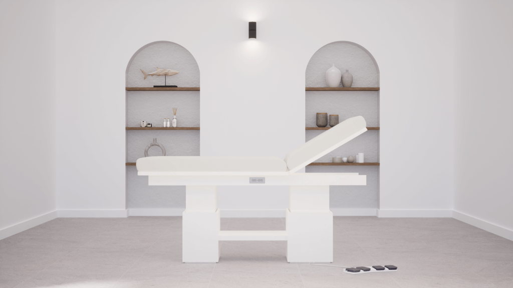 table-de-massage-tetra-genos-pedale-blanc