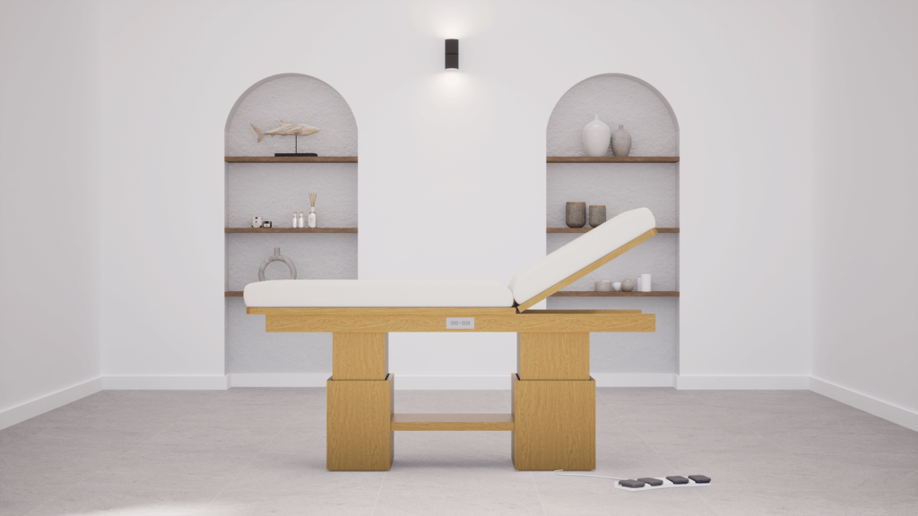 table-de-massage-tetra-genos-pedale-chene-massif