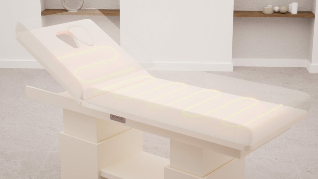 table-de-massage-tetra-genos-systeme-chauffant-blanc