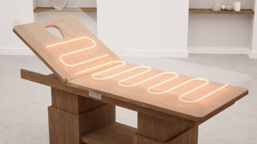 table-de-massage-tetra-genos-systeme-chauffant-chene-fonce