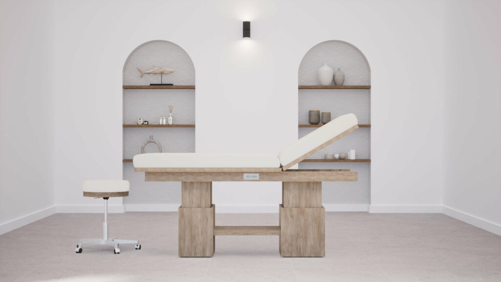 table-de-massage-tetra-genos-tabouret-chene-gris