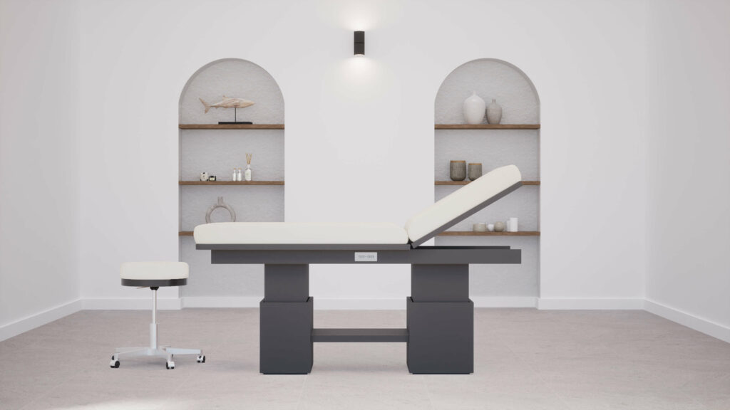 table-de-massage-tetra-genos-tabouret-gris-anthracite
