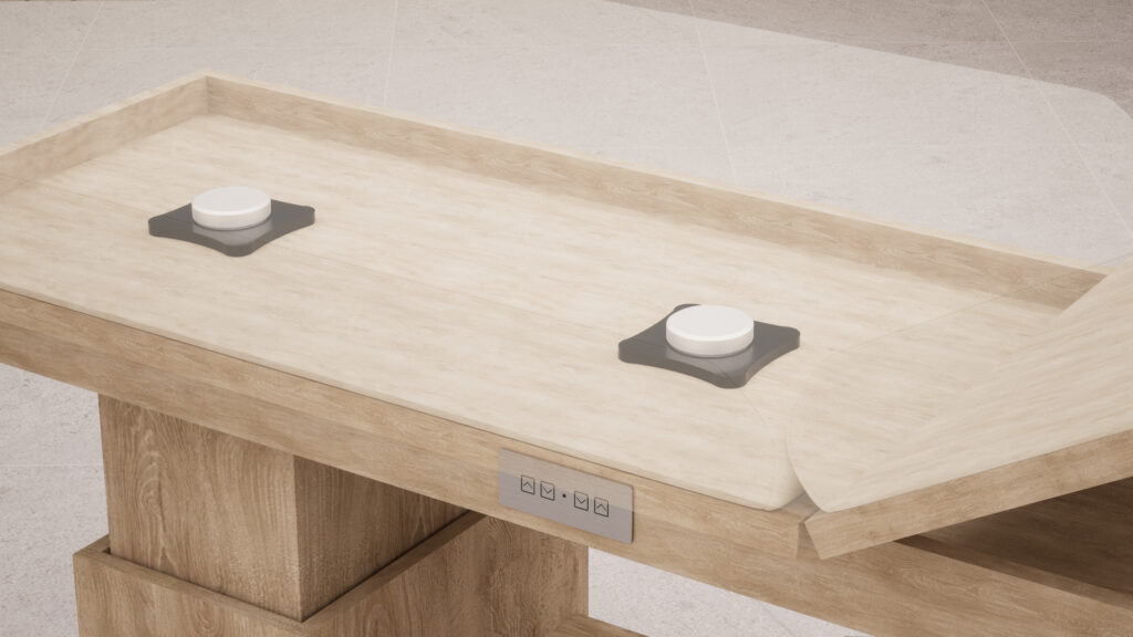 table-de-massage-tetra-genos-blanche-enceinte