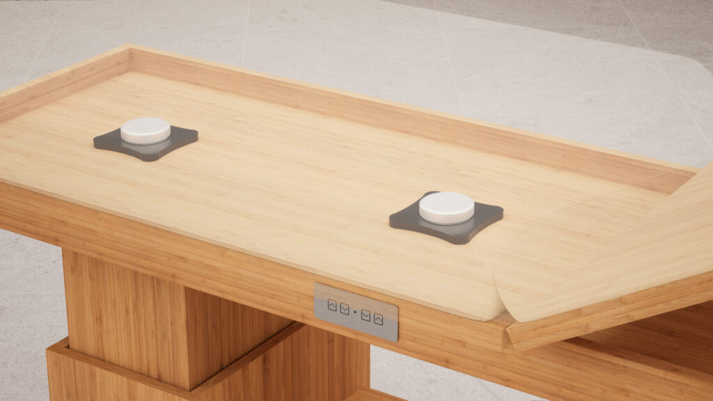 table-de-massage-tetra-genos-bambou-enceinte
